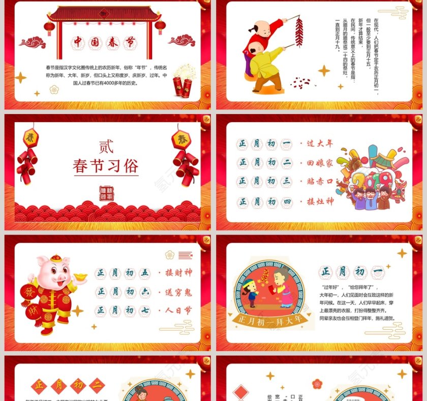 红色春节迎新春PPT第2张