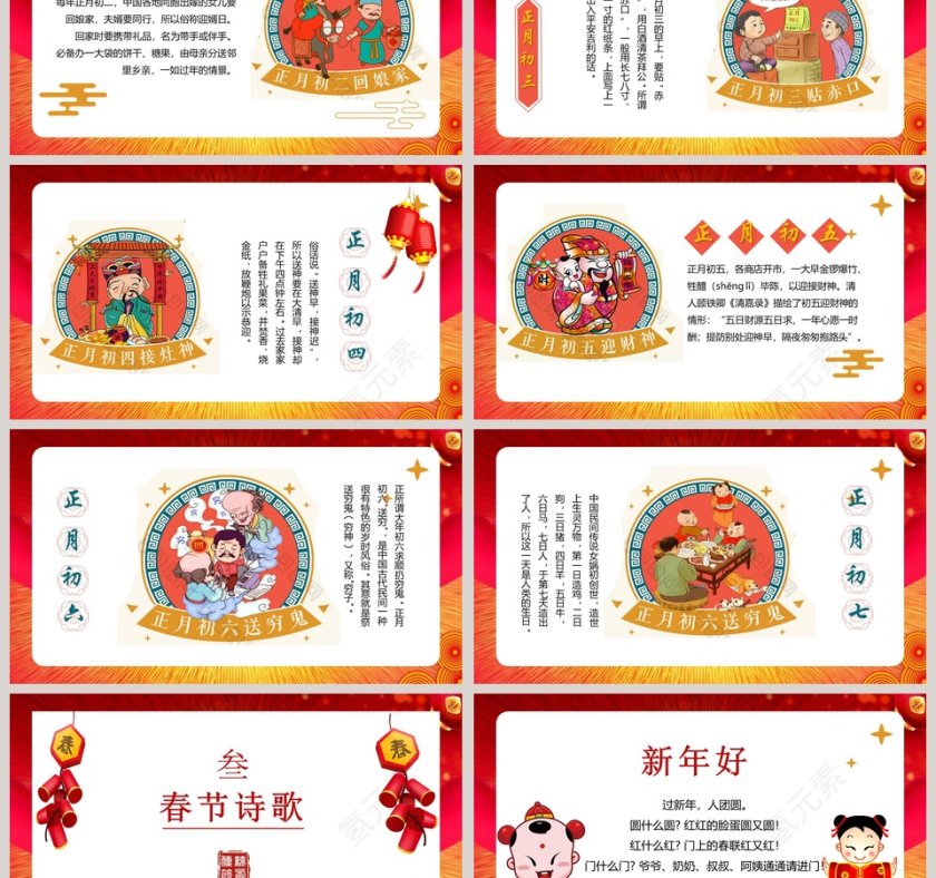 红色春节迎新春PPT第3张
