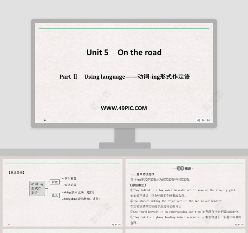 利用PPT模板提升教育培训内容的呈现：PartUsing语言动词的应用第1张