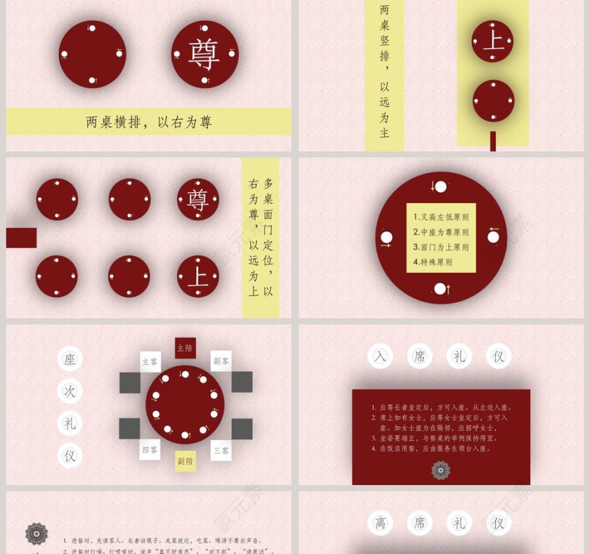 小清新风格红色简约餐桌礼仪PPT第2张