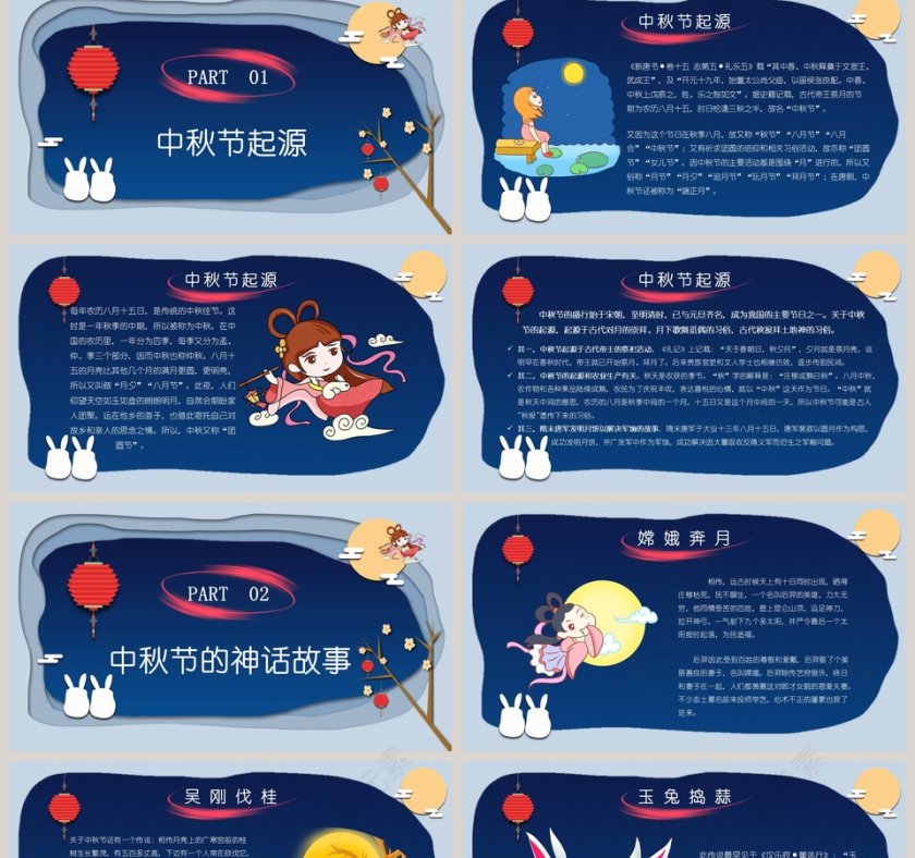 小学幼儿园中秋节民俗中秋节快乐PPT模板第2张
