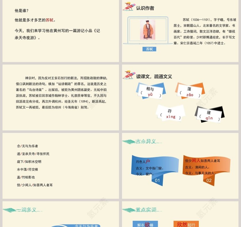 记承天寺夜游语文教学PPT课件第2张