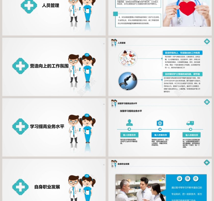 蓝色清新立体护士长工作述职PPT第3张