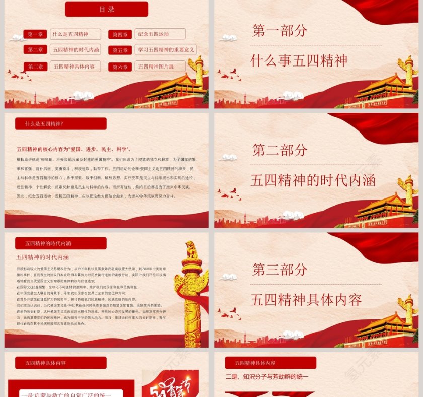 弘扬五四精神庆祝五四青年节一百周年PPT模板第2张