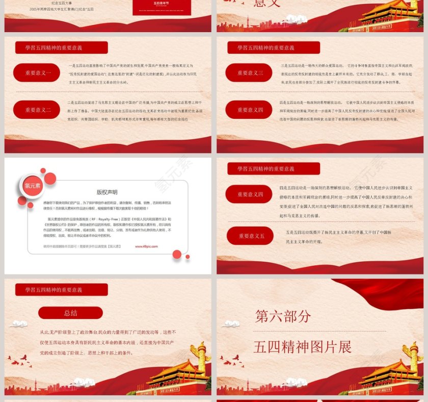 弘扬五四精神庆祝五四青年节一百周年PPT模板第4张