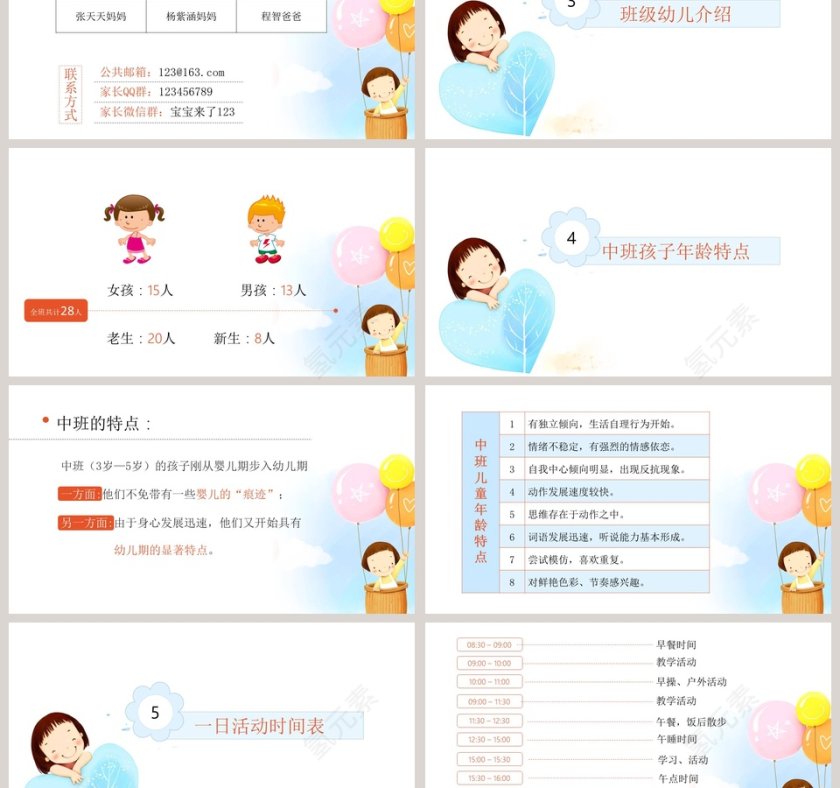 白色简约卡通儿童幼儿园中班家长会PPT第3张
