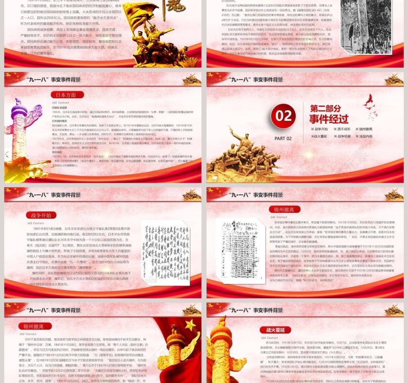 勿忘国耻铭记历史九一八事变纪念PPT模板第3张