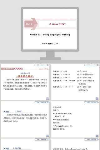 教育培训PPT模板：SectionUsing language Writing技巧