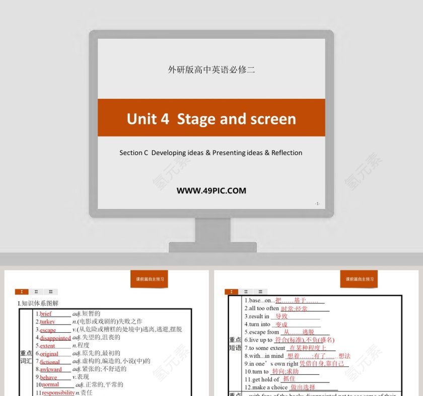 Section C  Developing ideas  Presenting ideas  Reflection-Unit 4  Stage and screen教学ppt课件第1张