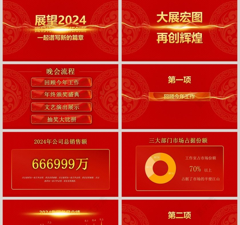 红色背景喜庆年会颁奖典礼PPT模板第2张