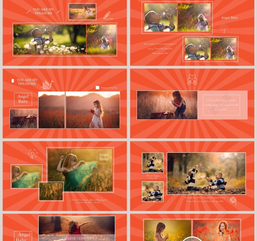 红色简约大气宝贝成长相册PPT第2张