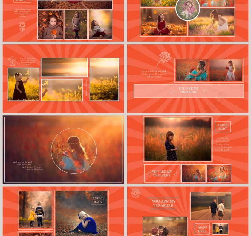 红色简约大气宝贝成长相册PPT第3张