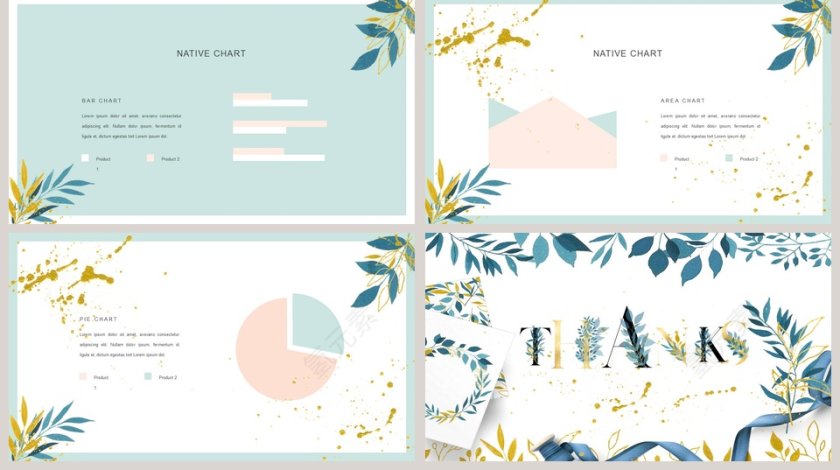 森系创意墨绿手绘水彩工作总结PPT模板第5张