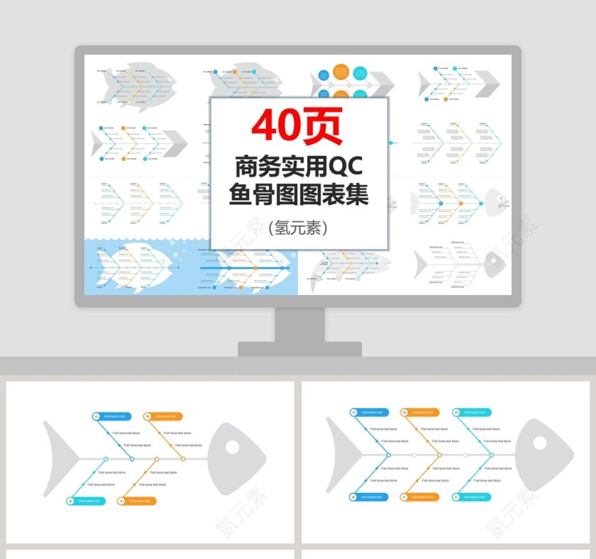 40页商务实用QC 鱼骨图图表集第1张