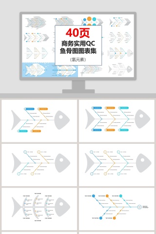 40页商务实用QC 鱼骨图图表集