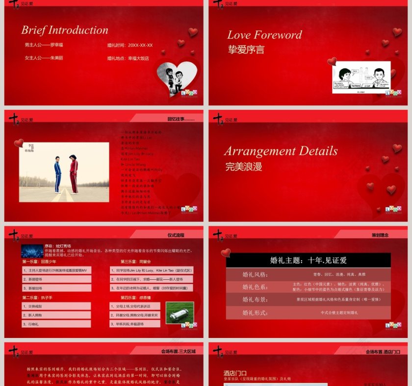 简约浪漫婚礼策划婚礼主题PPT模板第2张