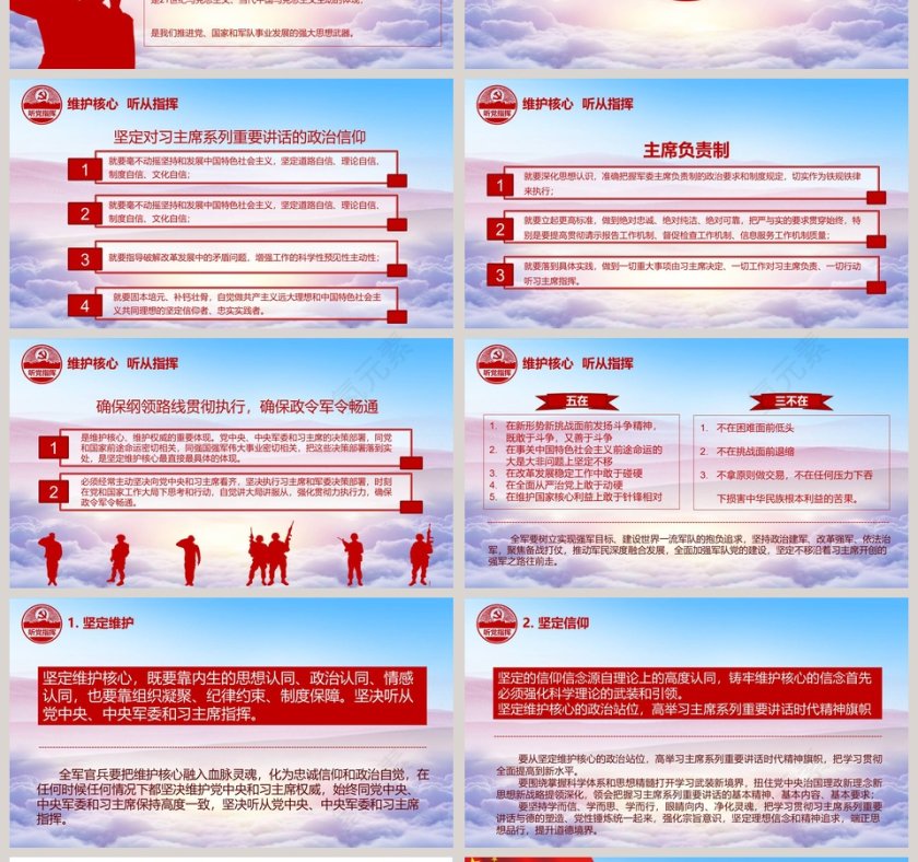 维护核心对党忠诚听党指挥PPT模板第4张