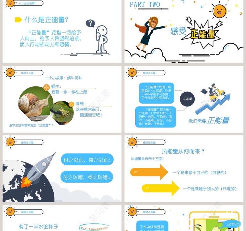 清新简约唤醒正能量教育培训PPT第2张