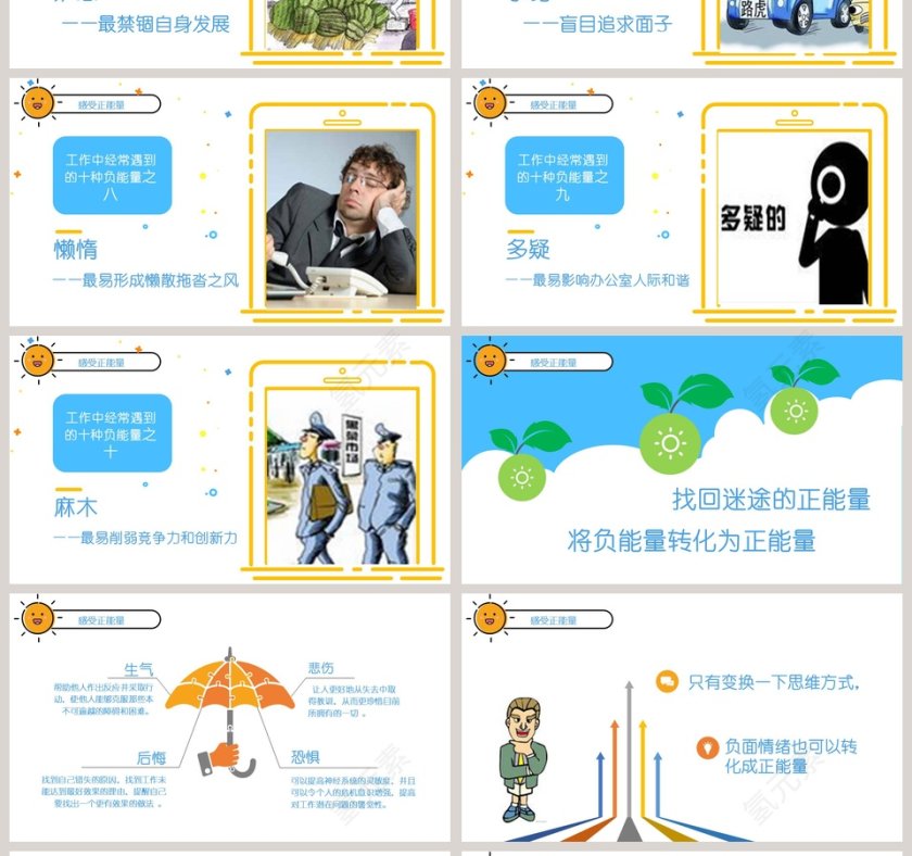 清新简约唤醒正能量教育培训PPT第4张