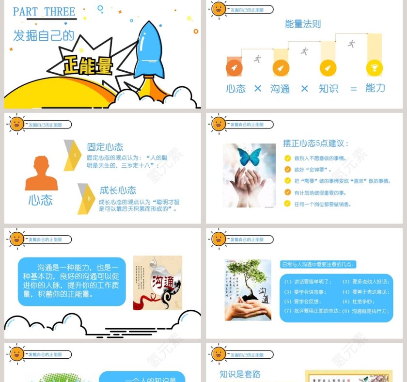 清新简约唤醒正能量教育培训PPT第5张
