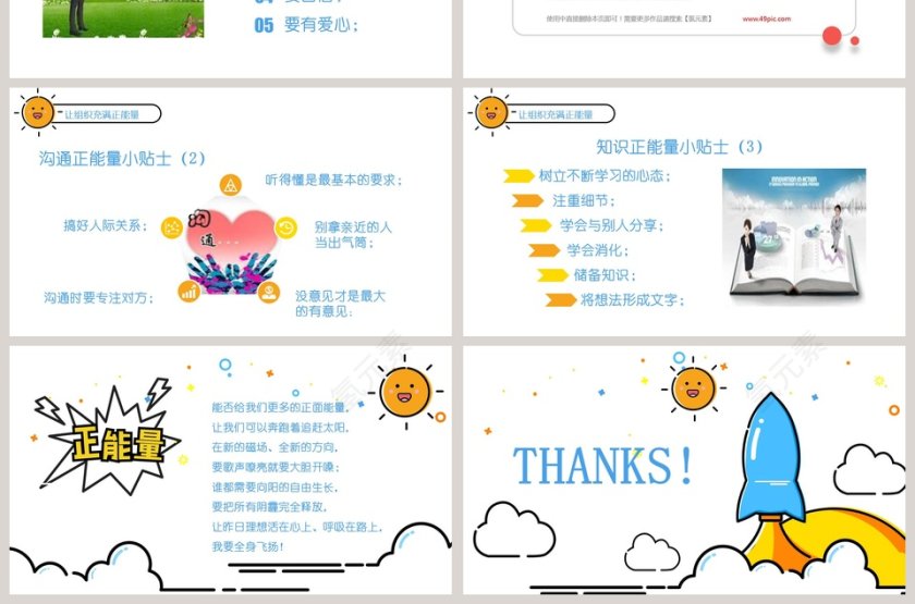 清新简约唤醒正能量教育培训PPT第7张