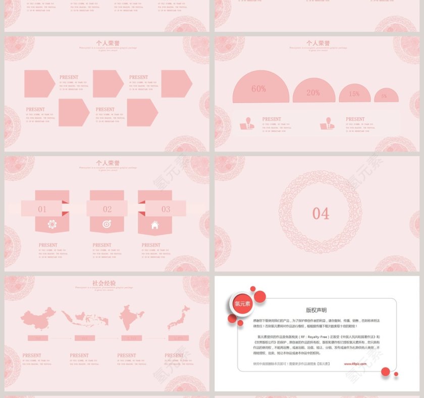 小清新粉色科奥个人简历PPT第4张