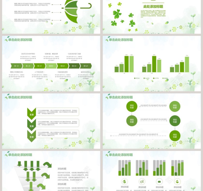 2019四叶草小清新PPT模板第3张