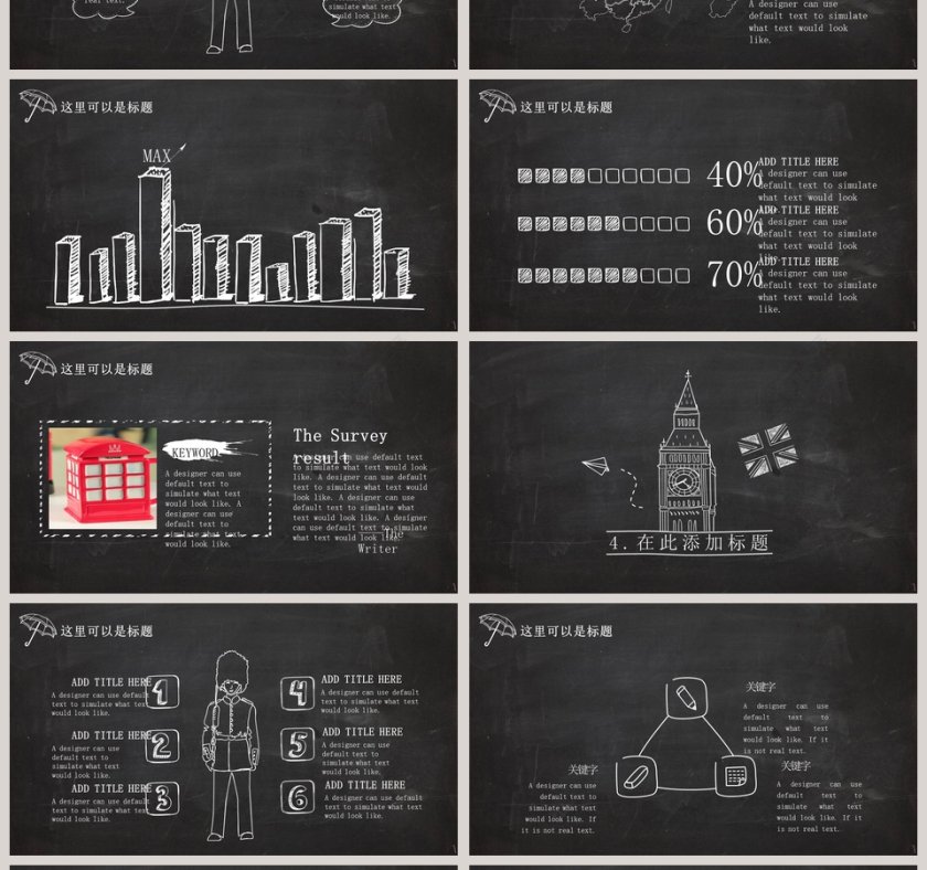 英伦风黑板模版PPT第4张