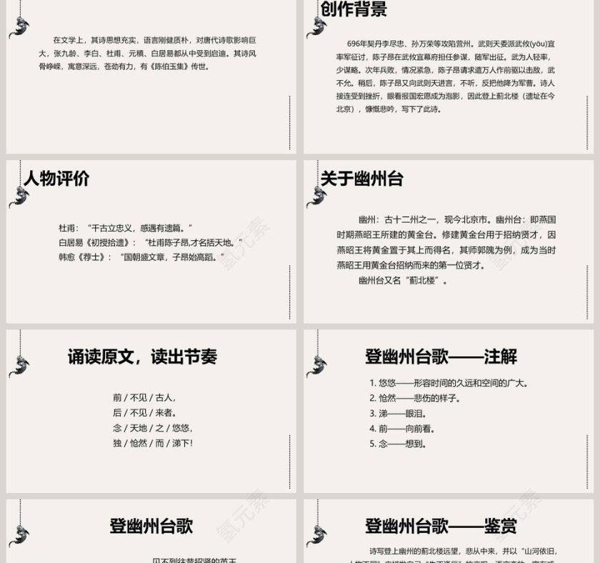 登幽州台歌陈子昂主题PPT模板下载第2张