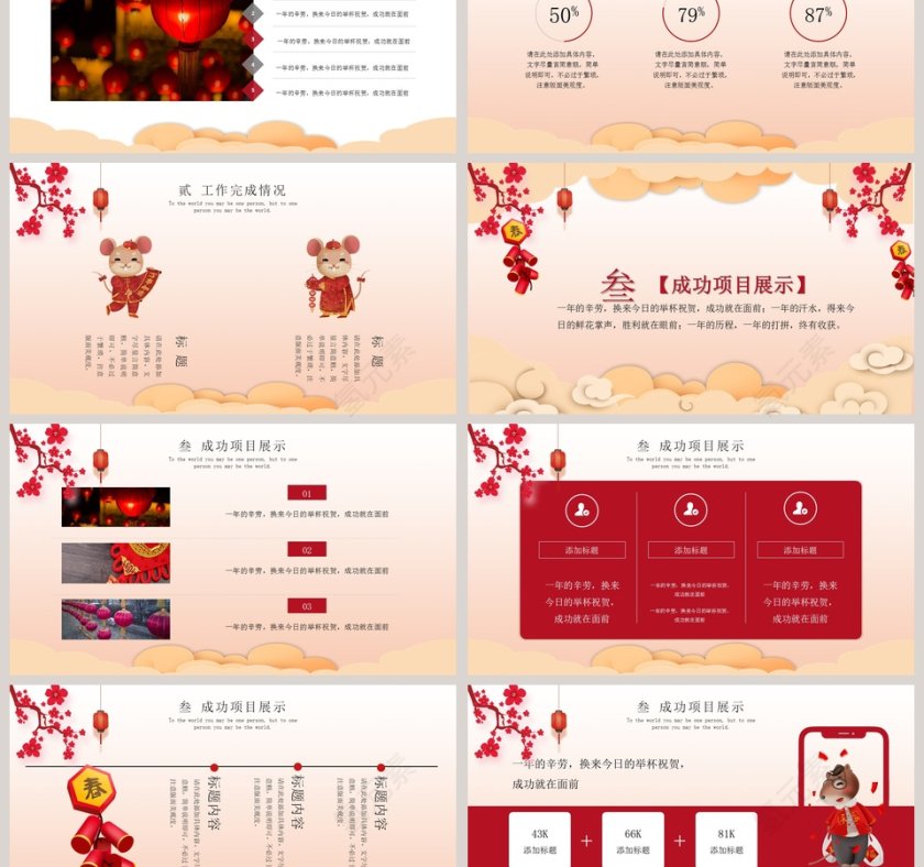 鼠年吉祥公司年终总结PPT模板第3张