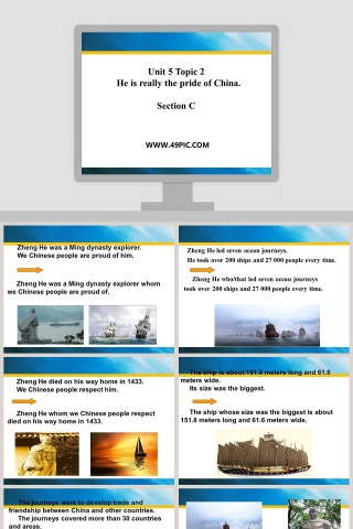 Unit 5 Topic 2-He is really the pride of China - 代表中国的骄傲人物slides PPT模板