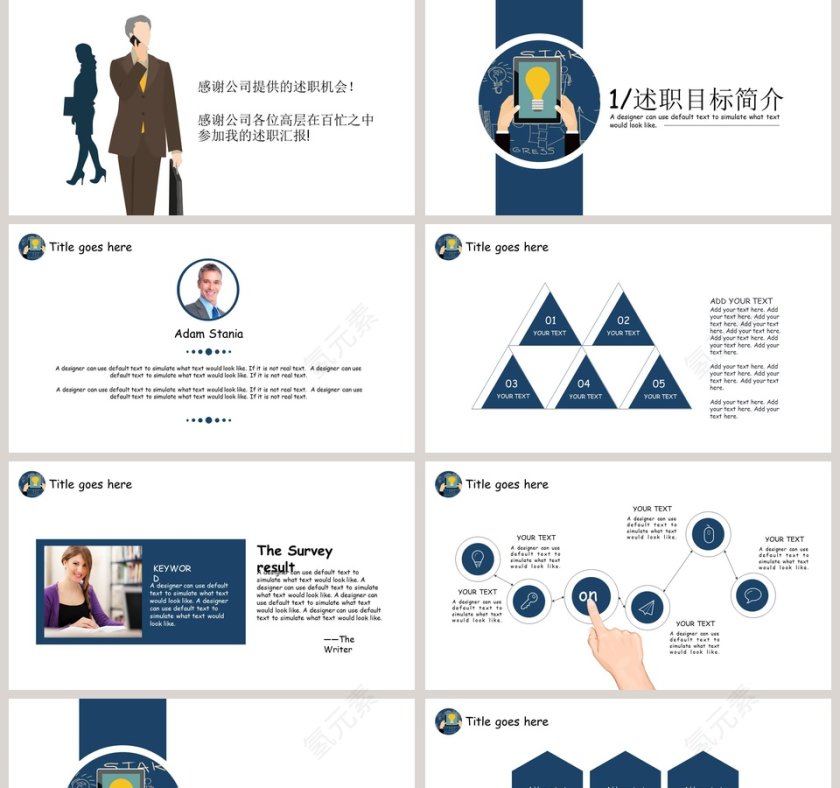 蓝色商务风晋升述职报告ppt模板干部转正PPT第2张