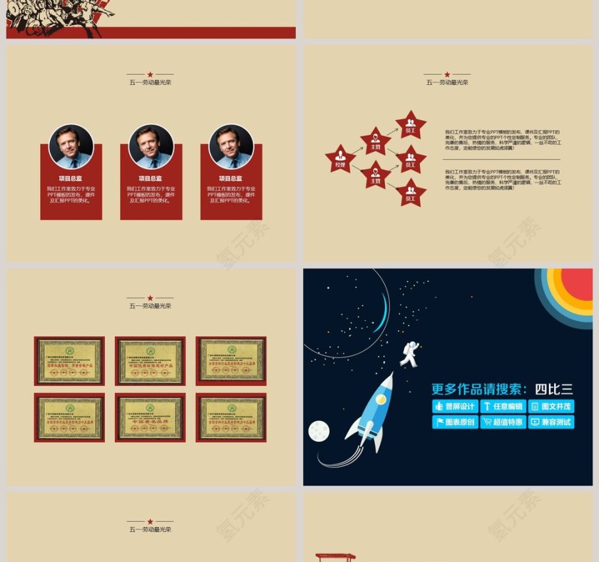 五一劳动节PPT模板节日主题汇报模板第2张