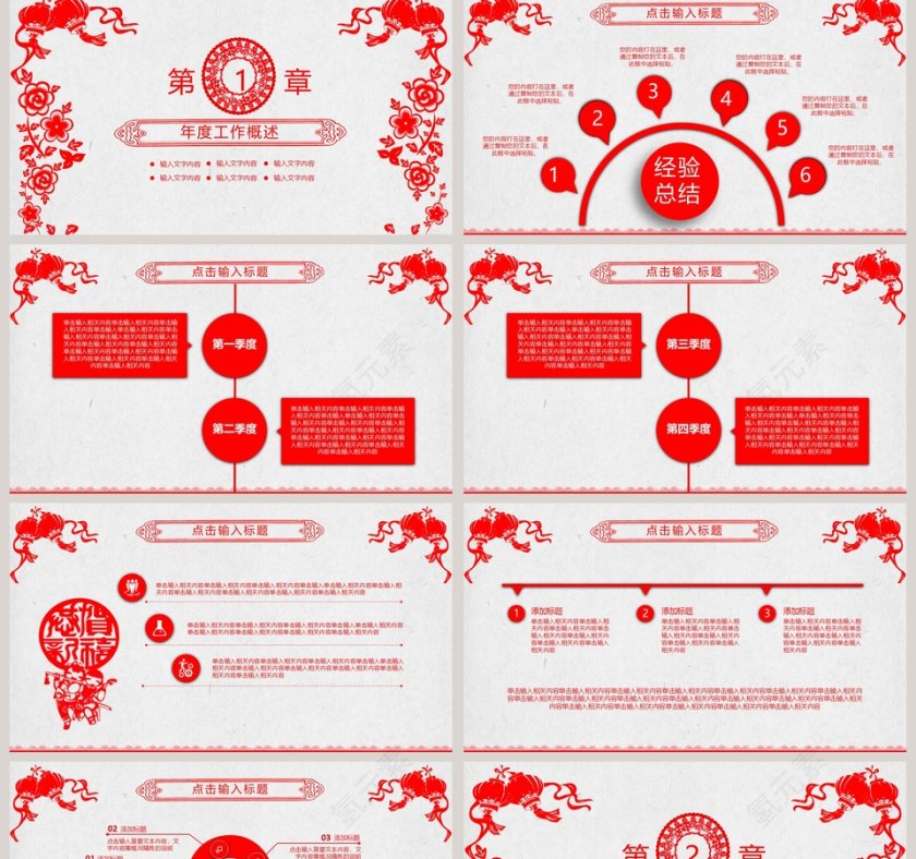 中国风喜庆年终总结报告PPT第2张
