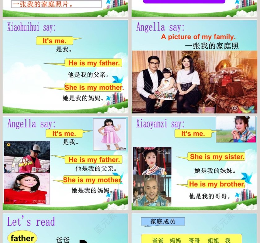 Unit 7A Picture of My Family PPT模板设计第2张