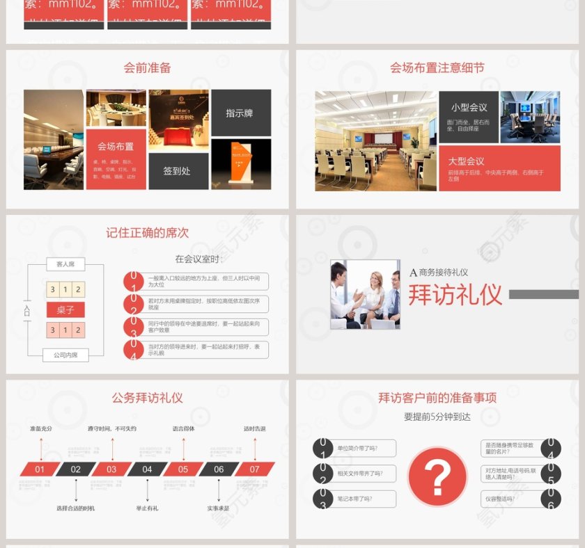 红色简约大气商务风格商务礼仪培训PPT第4张