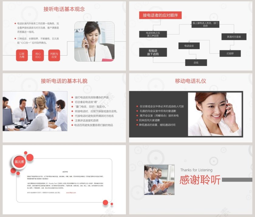红色简约大气商务风格商务礼仪培训PPT第8张