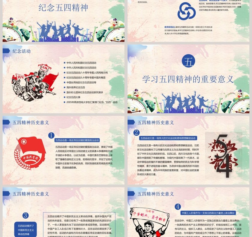 五四青年节PPT第3张