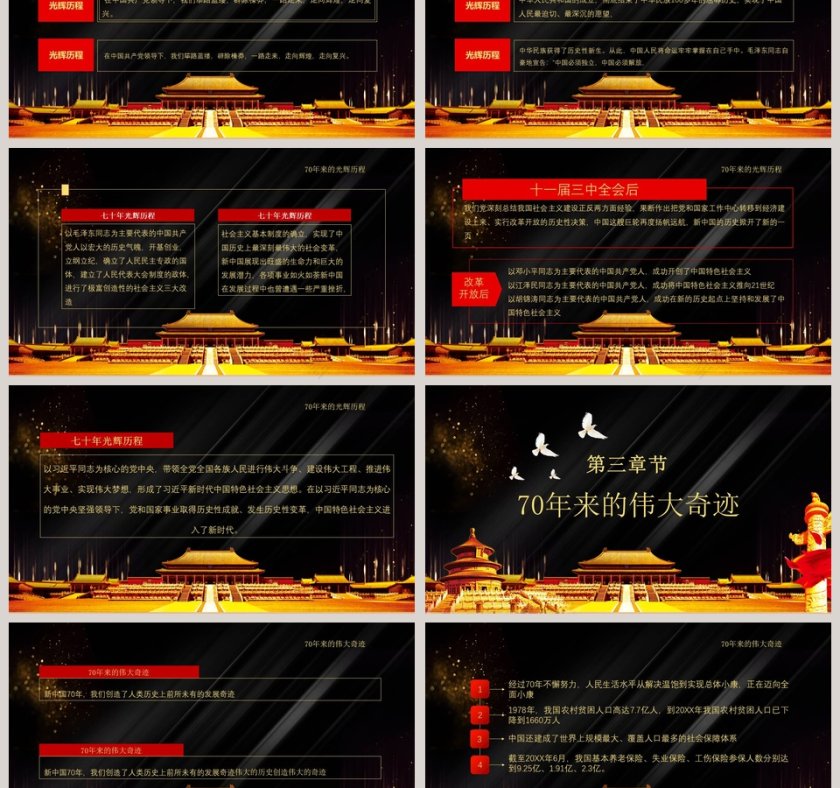 庆祝国庆七十周年纪念日ppt第3张