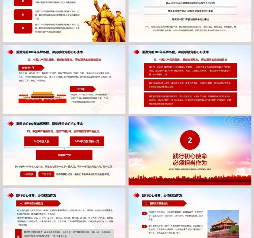 党的百年光辉历史专题党课PPT模板第3张