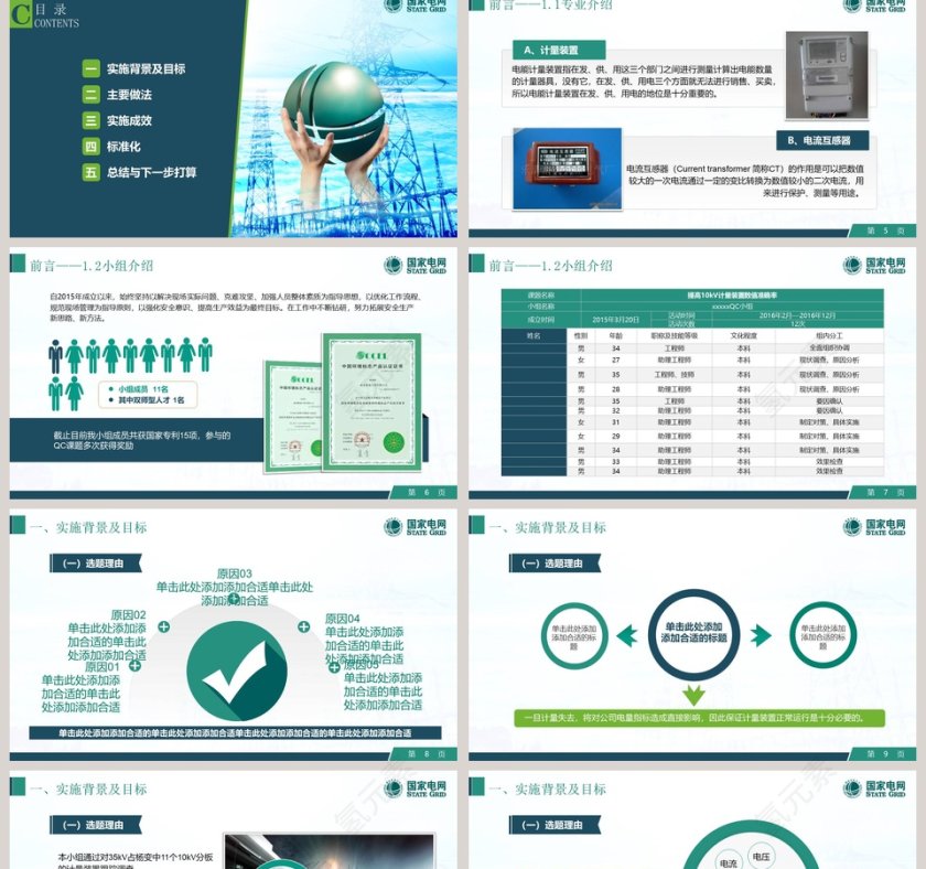 创意可编辑电网QC国家电网QC创意灯泡模板品管圈护理PPT 第2张