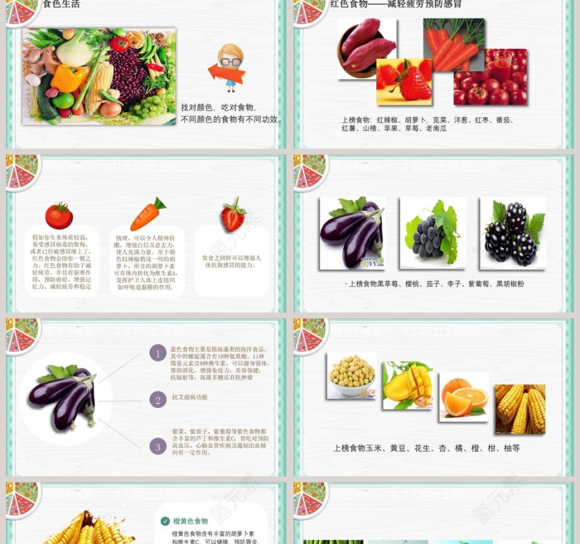 食物背景健康生活小常识总结PPT模板 第2张