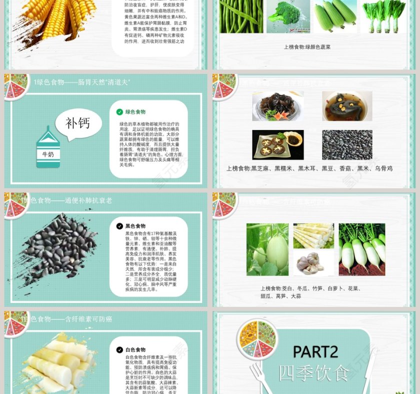 食物背景健康生活小常识总结PPT模板 第3张