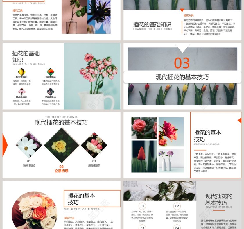 黑色简约插花培训PPT模板第3张