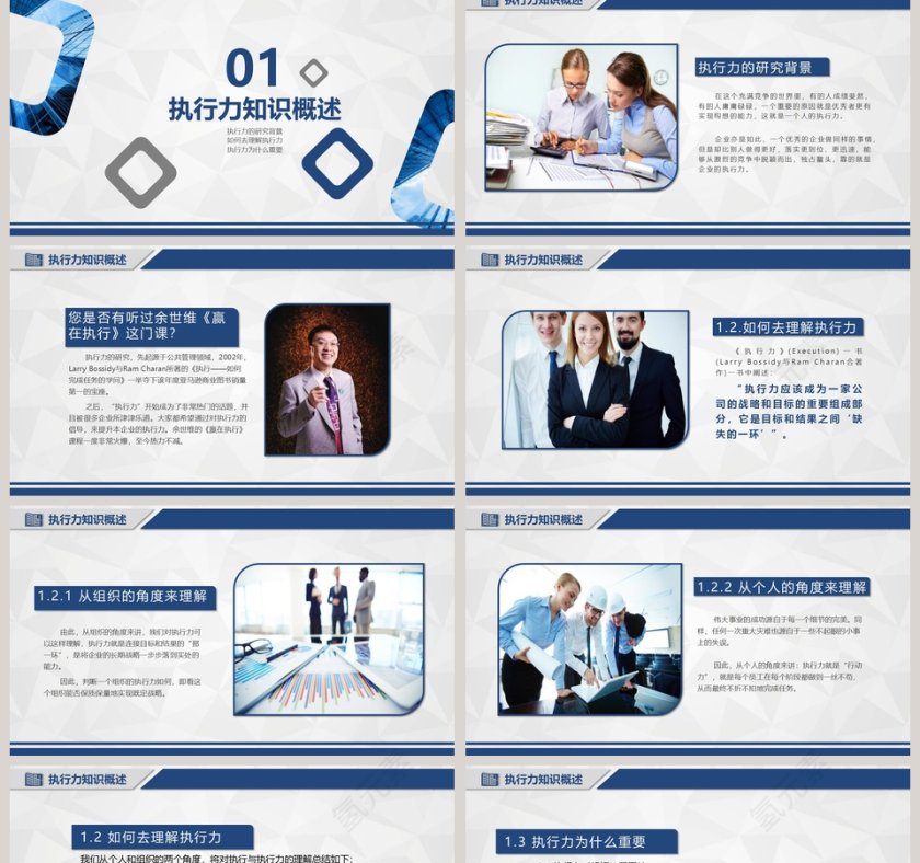 蓝色商务企业员工培训执行力培训PPT模板第2张