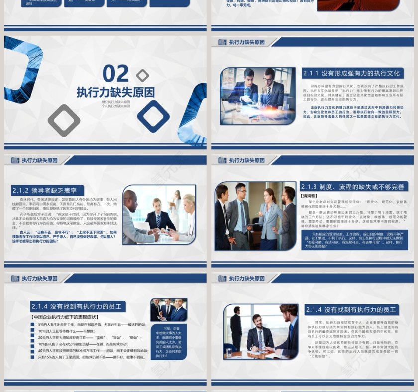 蓝色商务企业员工培训执行力培训PPT模板第4张