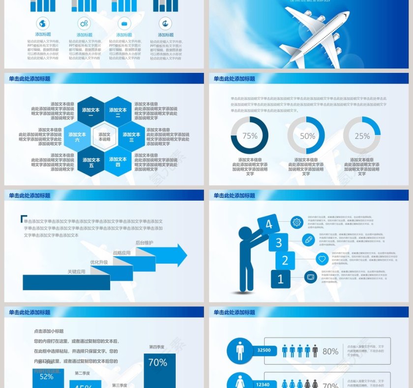 商务工作汇报PPT模板飞机航空PPT第3张
