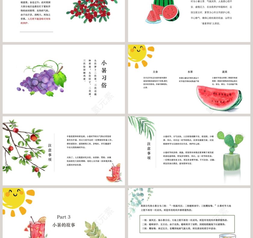 小暑小清新二十四节气模板第3张