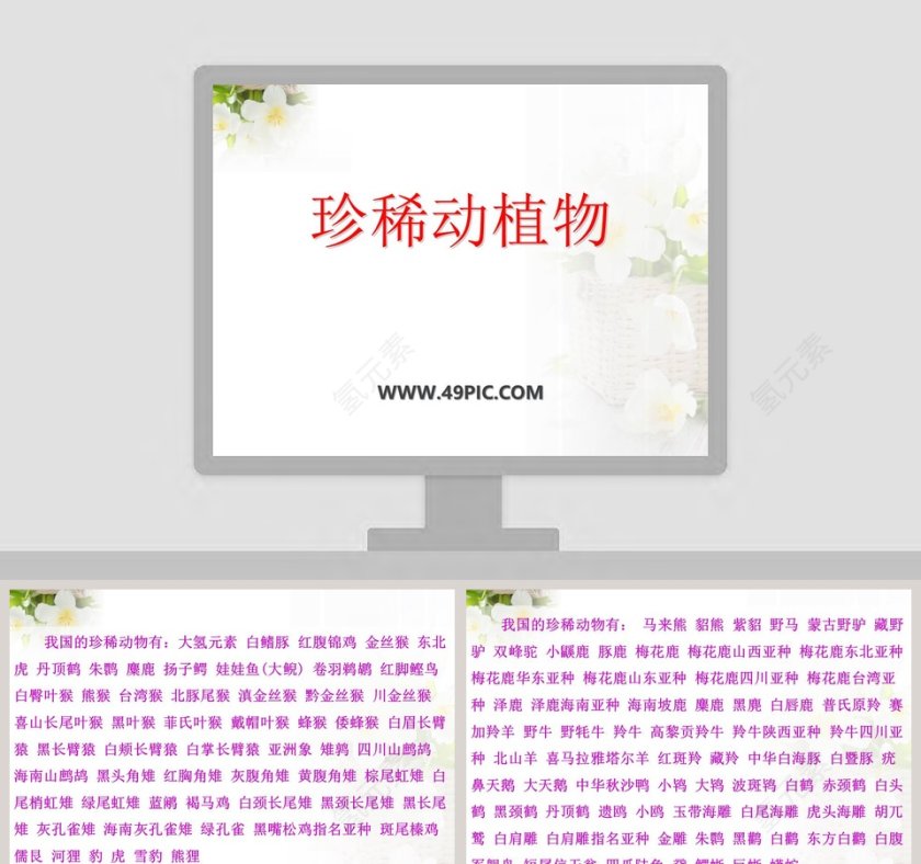 政务党建PPT模板-珍稀动植物保护工作汇报第1张