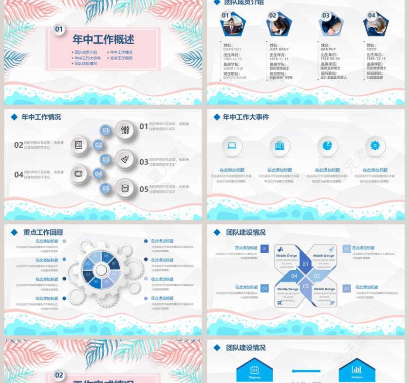 小清新工作总结报告PPT模板第2张